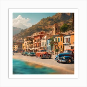 BB Borsa Vintage Cars On The Beach Art Print