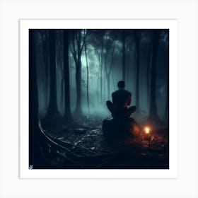 Meditating In The Forest Art Print