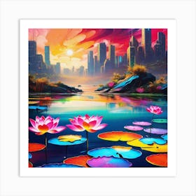 Lotus Lily Painting 1 Art Print