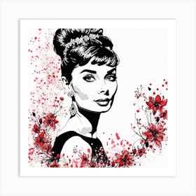 Audrey Hepburn Portrait Painting (1) Art Print