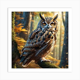 Owl In The Forest 163 Art Print