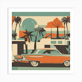 Retro Vintage California Sunset Art Print