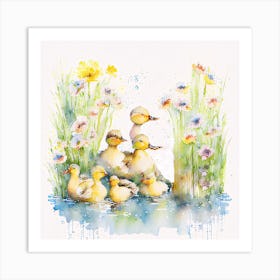 Ducks In Water Art Print