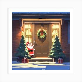 Christmas Decoration On Home Door Golden Ratio Fake Detail Trending Pixiv Fanbox Acrylic Palette (5) Art Print