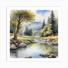 Watercolor Landscape Painting 3 Art Print