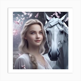 Girl And A Horse 5 Art Print