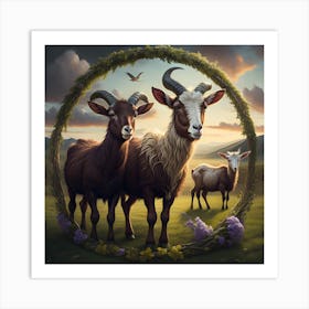 Goats in a Pasture Art Print