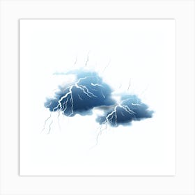 Lightning Clouds On White Background 1 Art Print