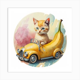 Cat In A Car 1 Art Print