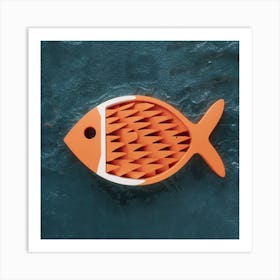 Fish Shaul Nautical Orange (2) Art Print