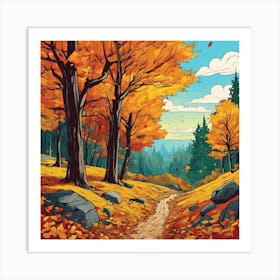 Autumn Trees In The Forest Art Print