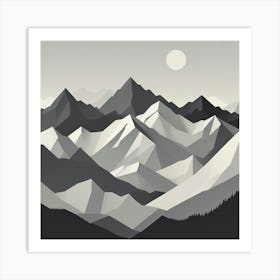 Black And White Mountains 3 Art Print