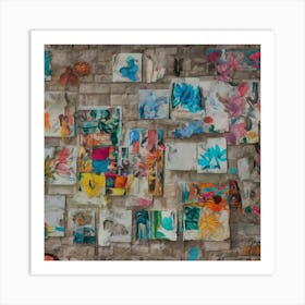 Collage On Brick Wall 1 Art Print