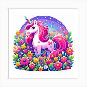 Unicorn In The Meadow 1 Art Print