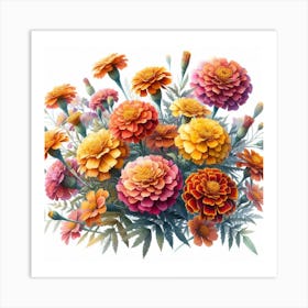 African Marigold flowers 5 Art Print