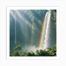 Veiled in Mist: The Waterfall’s Rainbow Art Print