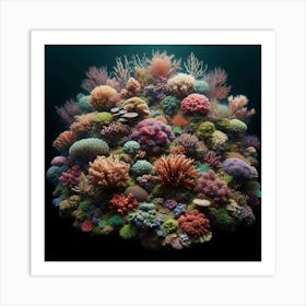 Amazing and beautiful underwater world with bright and colorful corals and tropical fish. Art Print