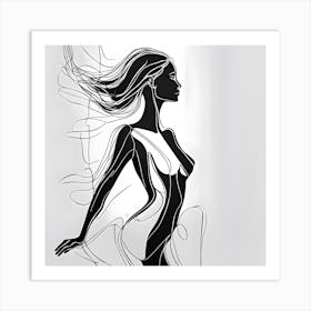 Woman With Long Hair Art Print