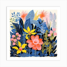 Abstract Botanical Floral Illustration Night Art Print