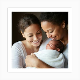 A Newborn Cradled Gently Within The Soft Contours Of A Caregivers Arms Expressions Of Tender Affec Art Print