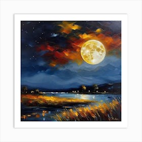 Full Moon At Night Art Print