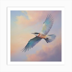 Kingfisher In Flight Paintings Art Print Art Print