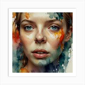 Watercolor Portrait Of A Woman 10 Art Print