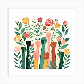 Women Support Other Women Colorful Floral Feminism Artwork Art Print