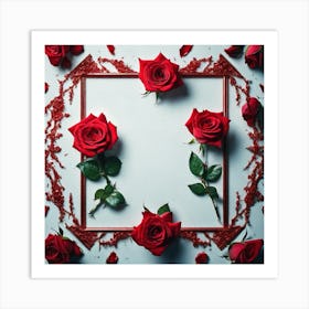 Frame With Red Roses 1 Art Print