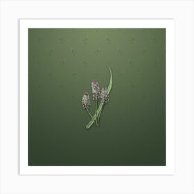 Vintage Meadow Squill Flower Botanical on Lunar Green Pattern n.2326 Art Print
