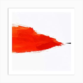 Red Brush Stroke On White Background 1 Art Print