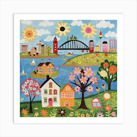 Kids Travel Illustration Sydney 4 Art Print