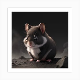 Black Cute Hamster Art Print