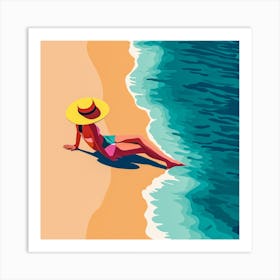 Woman Enjoying The Sun At The Beach 16 Art Print