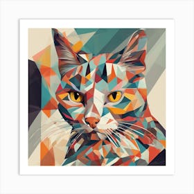 Geometric Cat Art Print