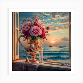 Roses By The Window Art Print