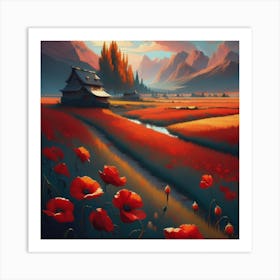 Red Poppy Fields Art Print