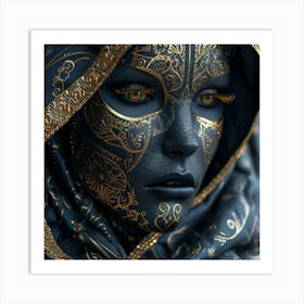 Black And Gold Woman Art Print