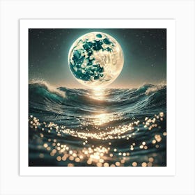 Full Moon Over Ocean Art Print