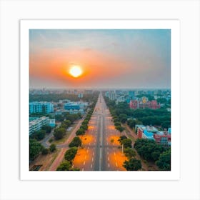 Sunset In Hyderabad Art Print