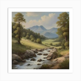 Stream In The Mountains Art Print Paintings 2 Art Print