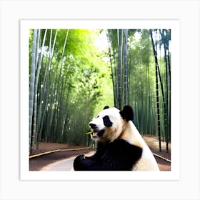 Panda In Bamboo Forest Art Print