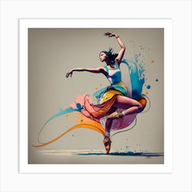 Ballerina With Colorful Splashes 1 Art Print