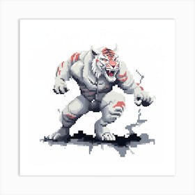 Pixel Art - White Tiger Fighter #1 Art Print