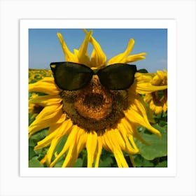 Sunflower With Sunglasses Art Print