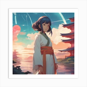 Girl In A Kimono Art Print