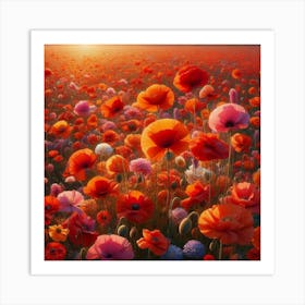 Poppies At Sunset 1 Art Print