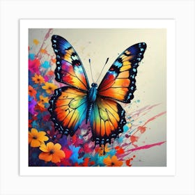 Butterfly With Flowers 6 Art Print