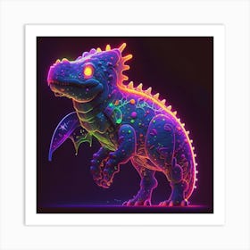 Neon Dinosaur Art Print