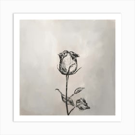 Single Rose Line Art Art Print